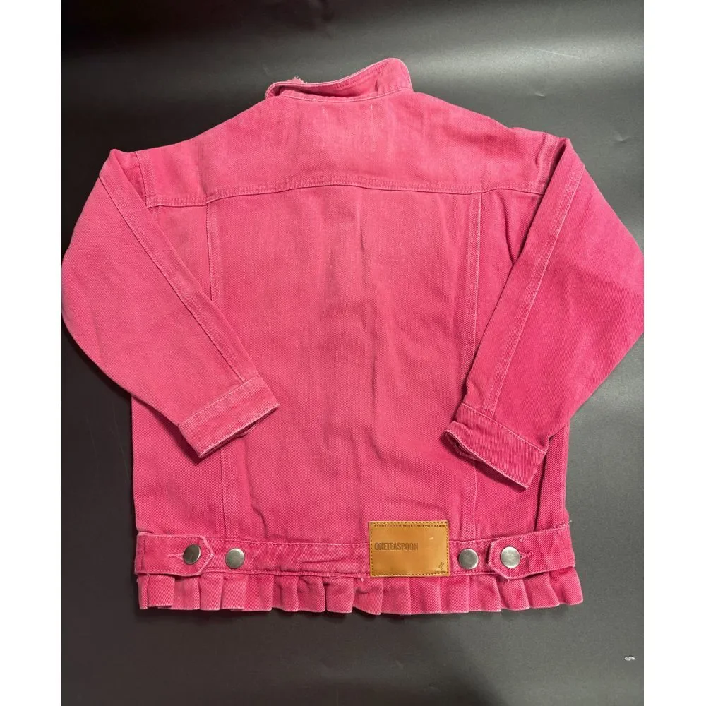 One Teaspoon NWT Girl's‎ All Star Denim Jacket in Ruby Size 9-10 MSRP $159
